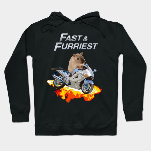 Fast and Furriest Parody Funny Cute Action Packed Motorcycle Flames Knock Off Brand Merch Hoodie by blueversion